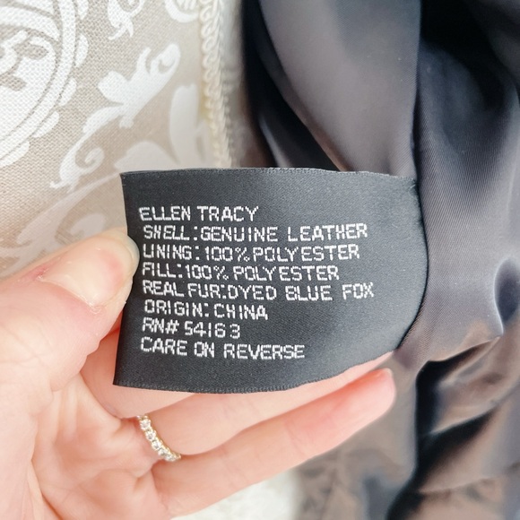 ✨ Ellen Tracy Genuine Leather Coat w/ Real Fox Fur Hood Women’s Large PRISTINE ✨ - Picture 13 of 13